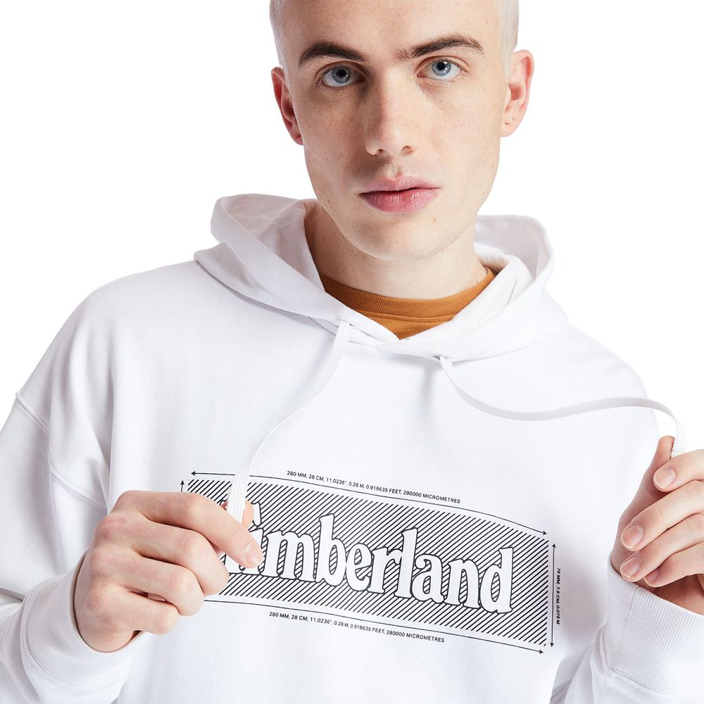 Timberland Mens Sweatshirts Logo Hoodie - White - India UV1795423